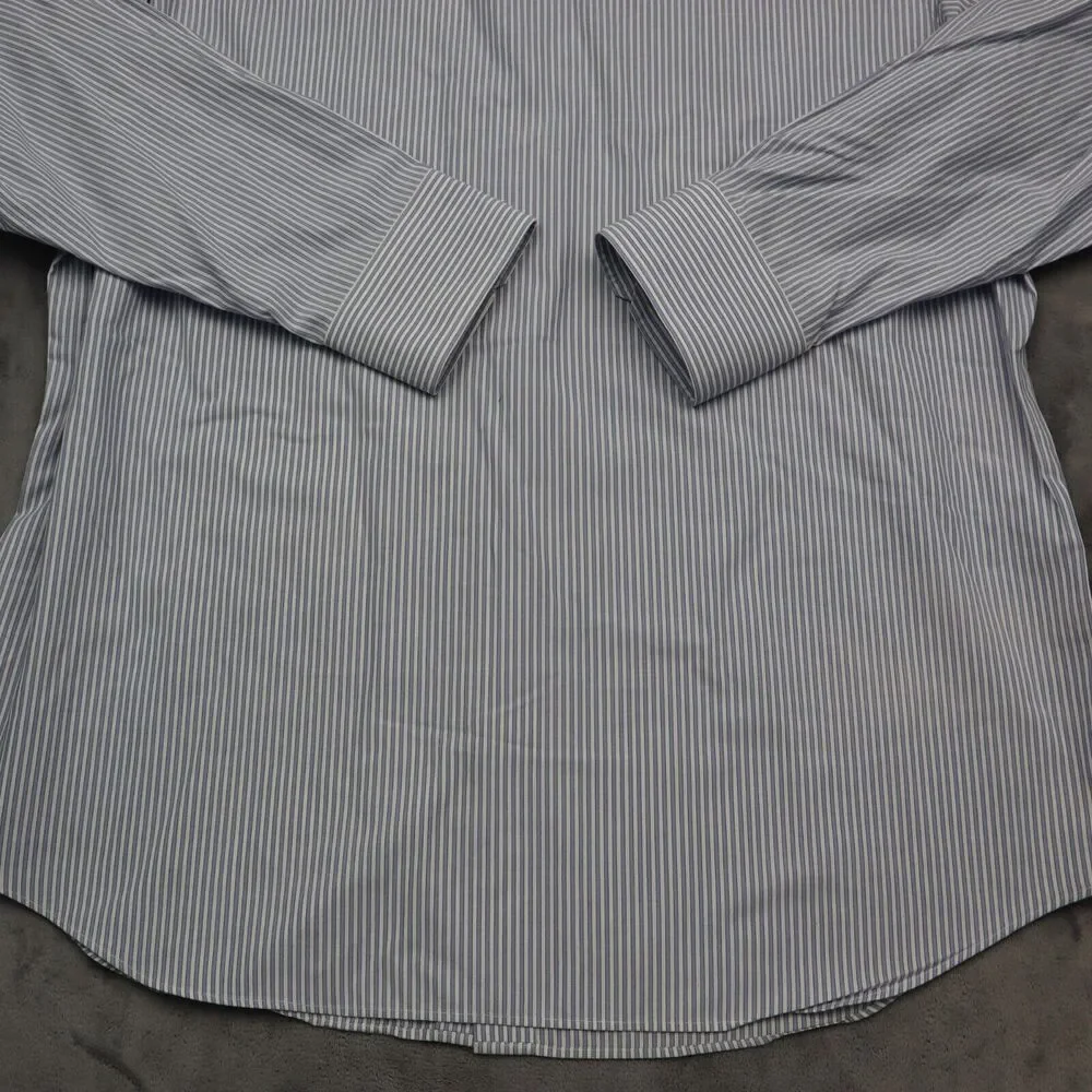 Banana Republic Shirt Mens XL 17 17.5 Blue Plaid Slim Fit Button Up Dress